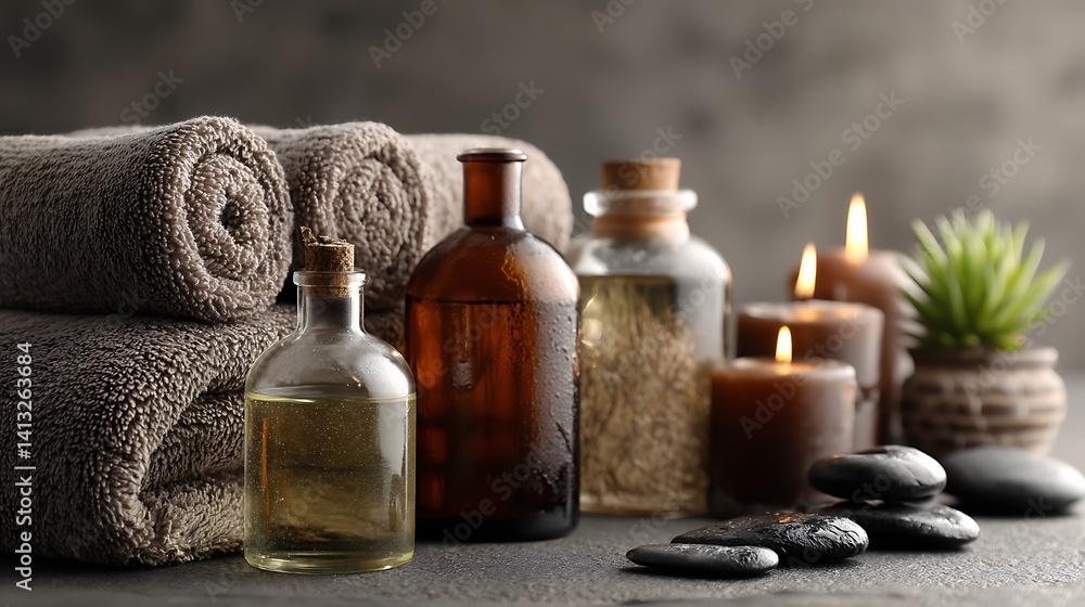 Spa essentials on a table Spa essentials on a table