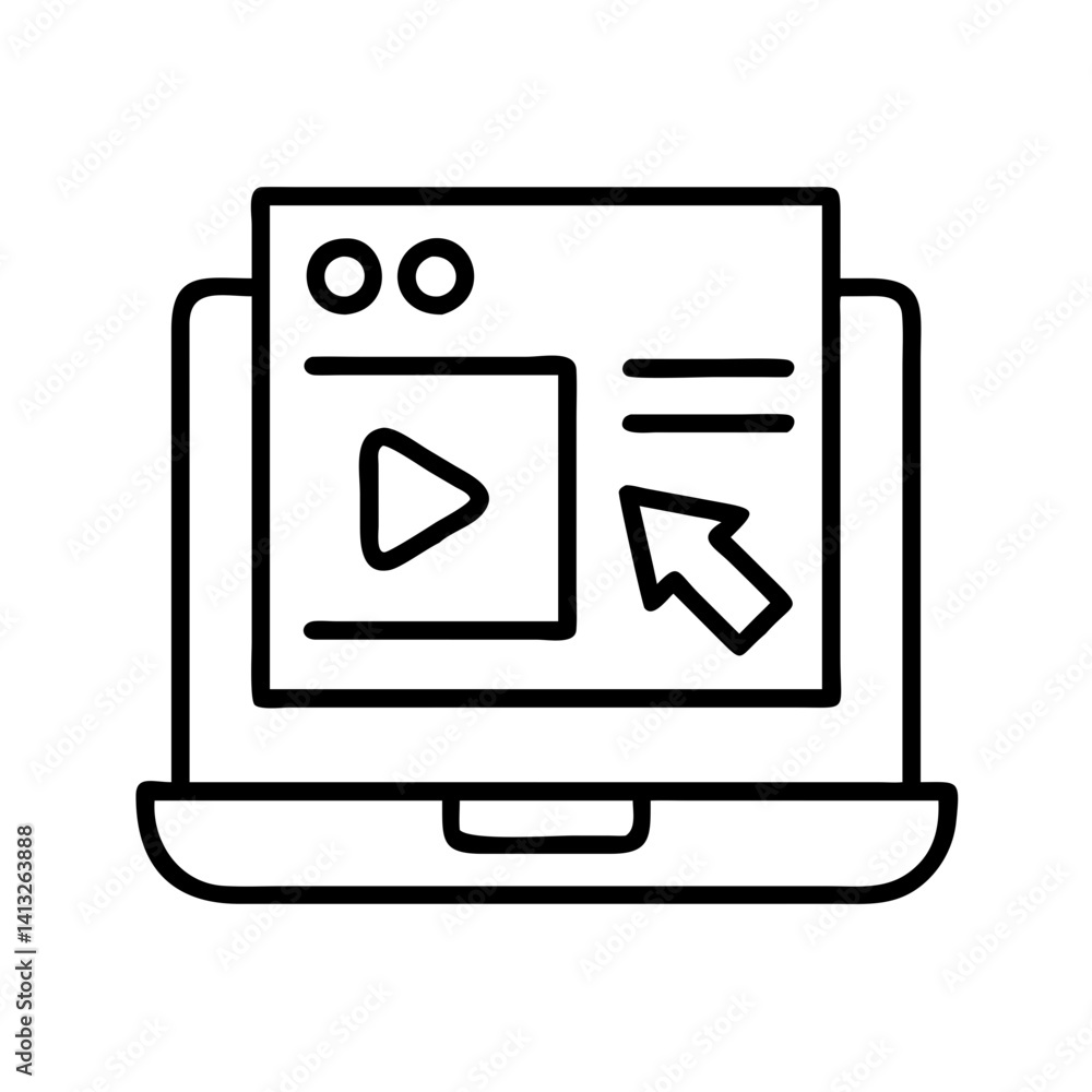 Laptop video tutorial online course webinar learning education digital technology concept design Laptop video tutorial online course webinar learning education digital technology concept design