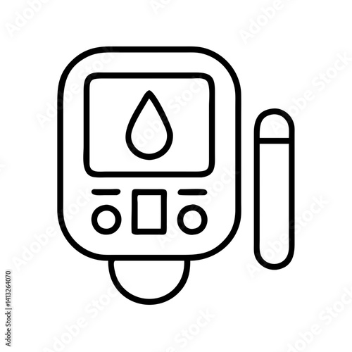 Diabetes blood sugar glucose meter test kit blood drop diabetic health monitoring medical device icon