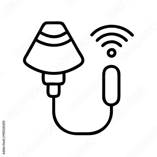 Portable ultrasound machine medical device vector icon for diagnostic imaging and healthcare use