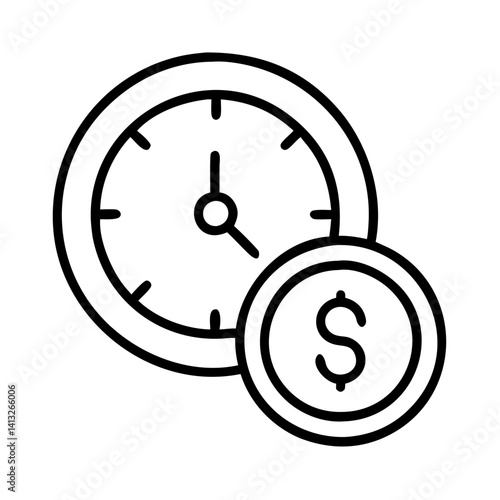 Time is money concept icon vector illustration clock money time management business finance investment savings