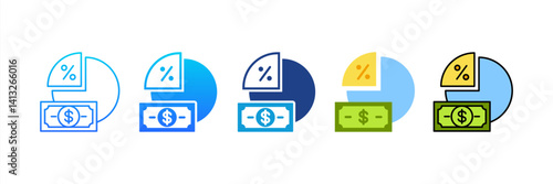 Profit Margin icon sheet multiple style collection