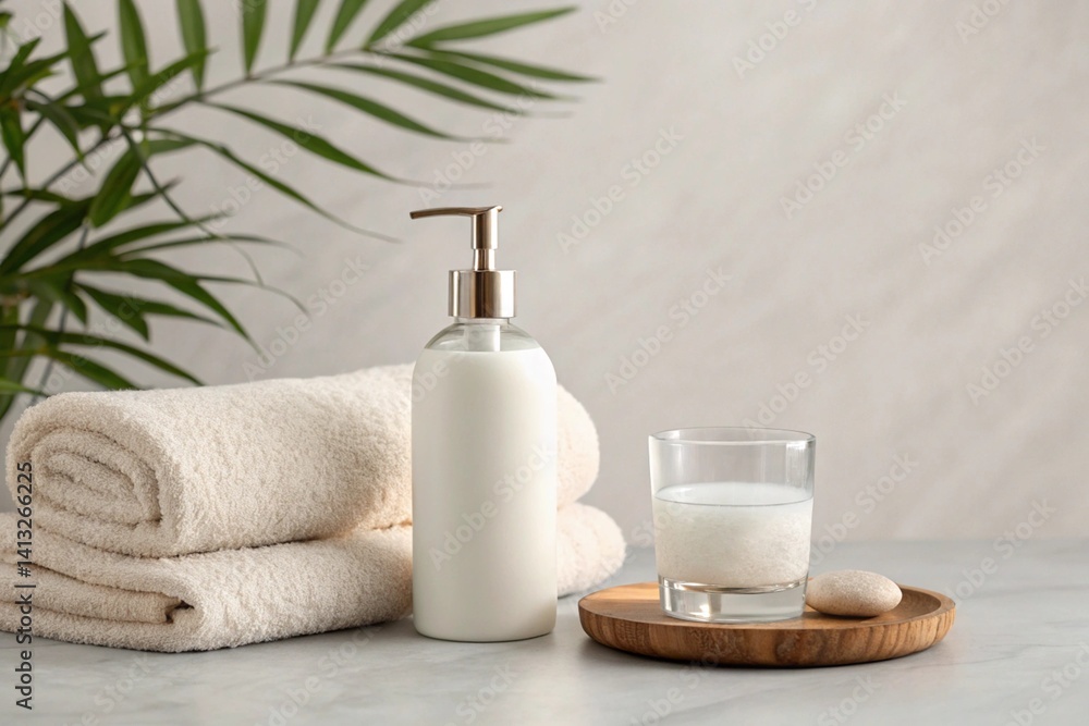 spa setting with towel and candle spa setting with towel and candle