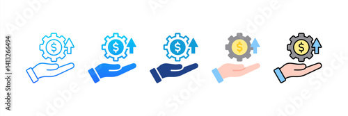 Profitability icon sheet multiple style collection