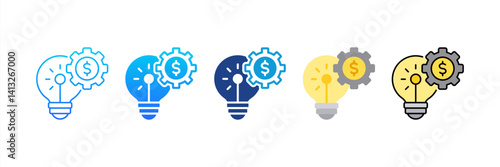 Business Inovation icon sheet multiple style collection