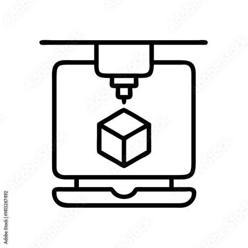 3d printer icon vector illustration for manufacturing additive technology and prototyping design