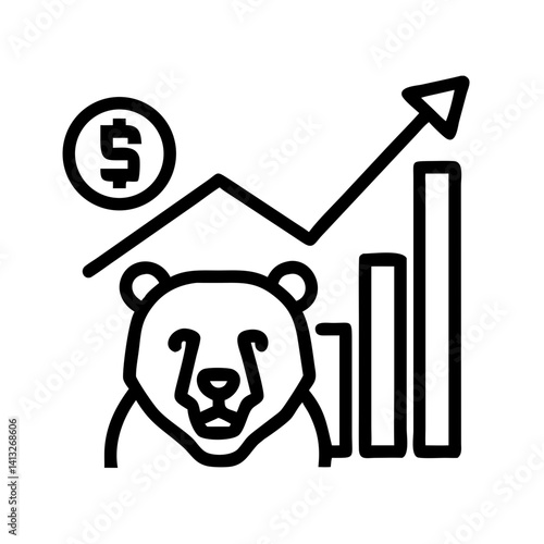 Bear Market Icon Representing Financial Decline and Trends  