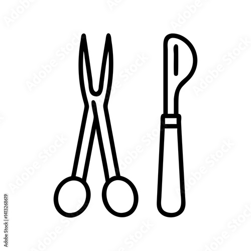Outline surgical instruments vector illustration of scalpel and scissors for medical use design