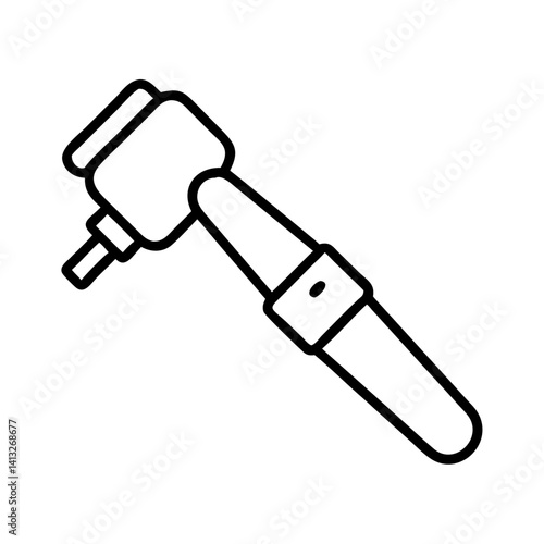 Otolaryngology otoscope diagnostic tool for ear exam and medical checkup line art illustration