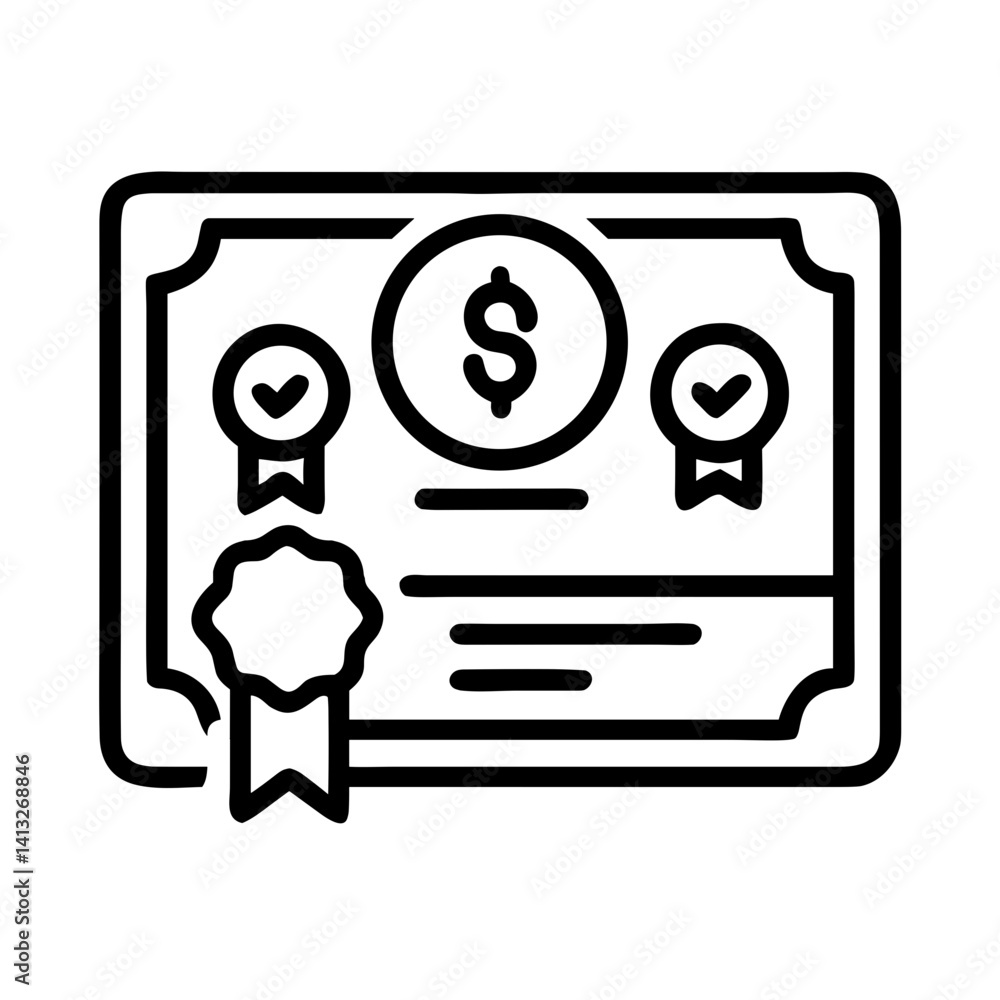 custom made wallpaper toronto digitalBonds certificate illustration with dollar symbol in black and white