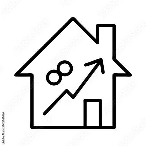 Real estate market growth house prices rising property value investment home sales trend arrow up icon