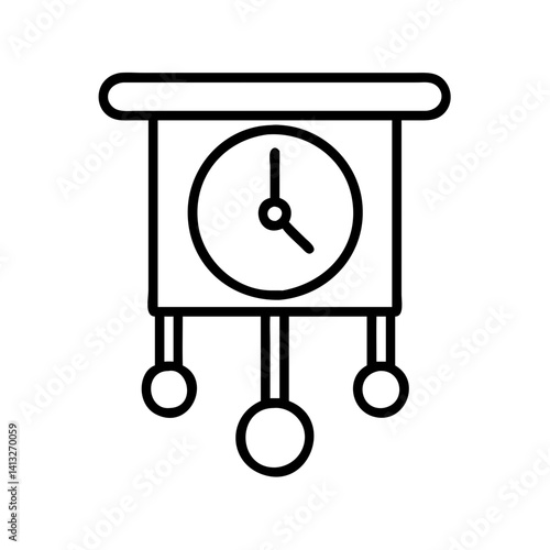 Outline antique pendulum clock time illustration vector vintage design drawing retro art icon watch