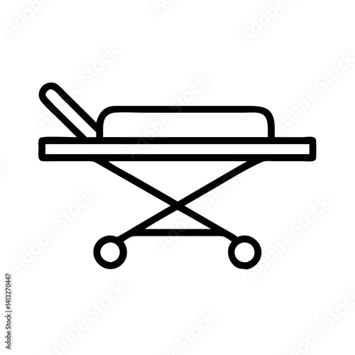 Medical stretcher emergency hospital gurney patient transport bed healthcare equipment outline icon vector illustration