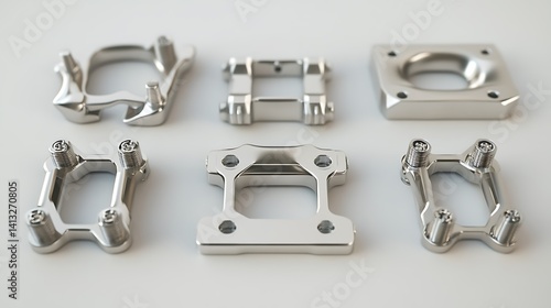 Polished Metal Parts with Industrial Design.