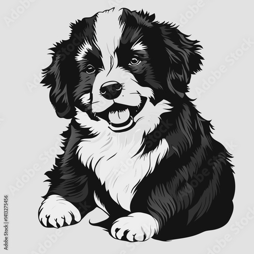 saint bernard happy, black and white dog