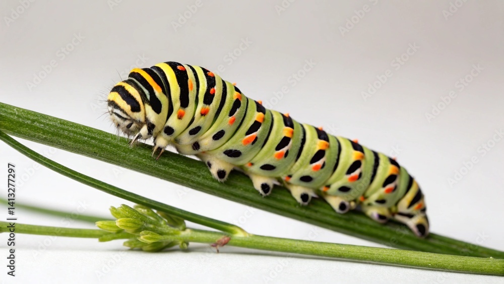 Fototapeta premium Asp Caterpillar on studio background 