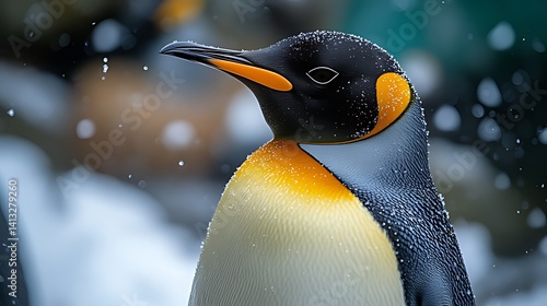 Wallpaper Mural King penguin snow zoo portrait wildlife winter Torontodigital.ca
