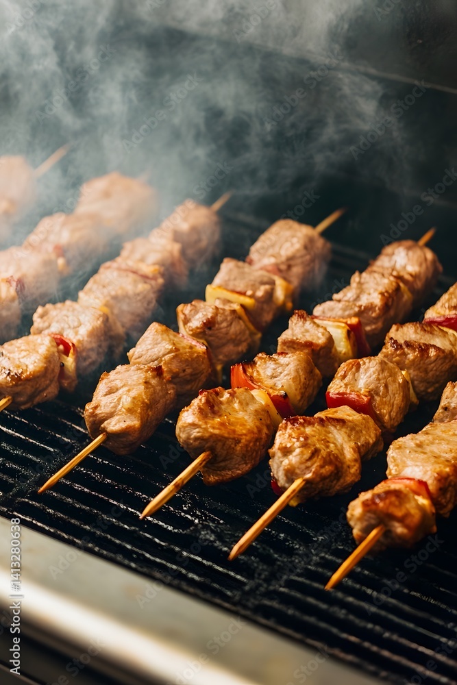 Delicious Grilled Meat Skewers with Vegetables Delicious Grilled Meat Skewers with Vegetables