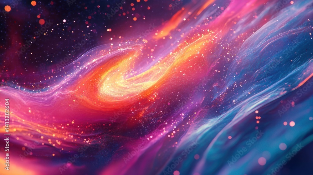 Vibrant cosmic swirl with bright colors and glowing stars, creating an enchanting visual experience of the universe. Vibrant cosmic swirl with bright colors and glowing stars, creating an enchanting visual experience of the universe.