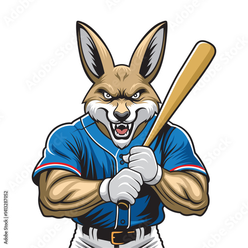 baseball mascot vector illustration kangaroo baseball design
