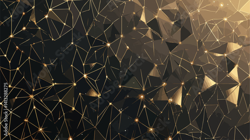 Luxurious Gold Mosaic: Elegant Black & Gold Line Art Background Design dark shiny lines decor luxury