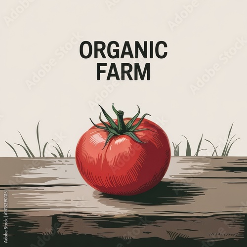 Fresh Organic Tomato on Rustic Wooden Table