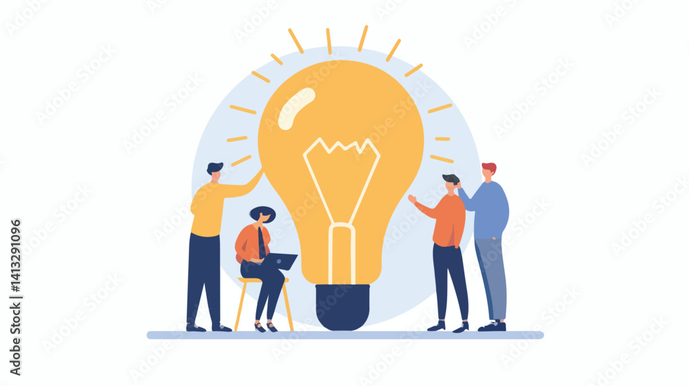 Lightbulb Moment: Flat Vector Illustration of a Brilliant Idea for Success and Innovation goal plan Lightbulb Moment: Flat Vector Illustration of a Brilliant Idea for Success and Innovation goal plan