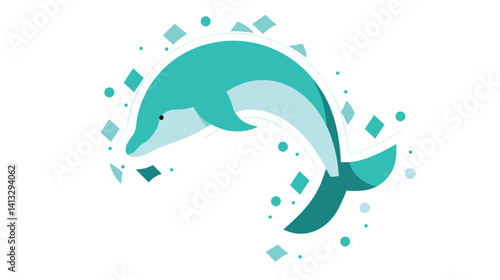 Stylized dolphin design with abstract geometric elements flat vector illustration