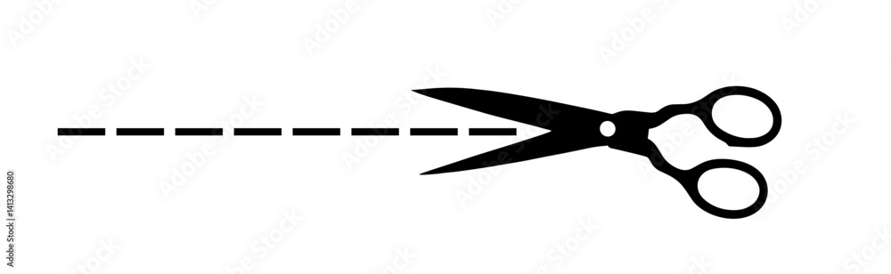 vector illustration of scissors cutting dotted line on white background vector illustration of scissors cutting dotted line on white background