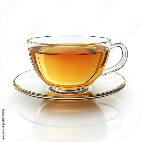 A cup of tea sitting on a saucer with a white color background