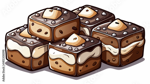 marshmallow brownies, white background, Marshmallow-Brownies, weißer Hintergrund