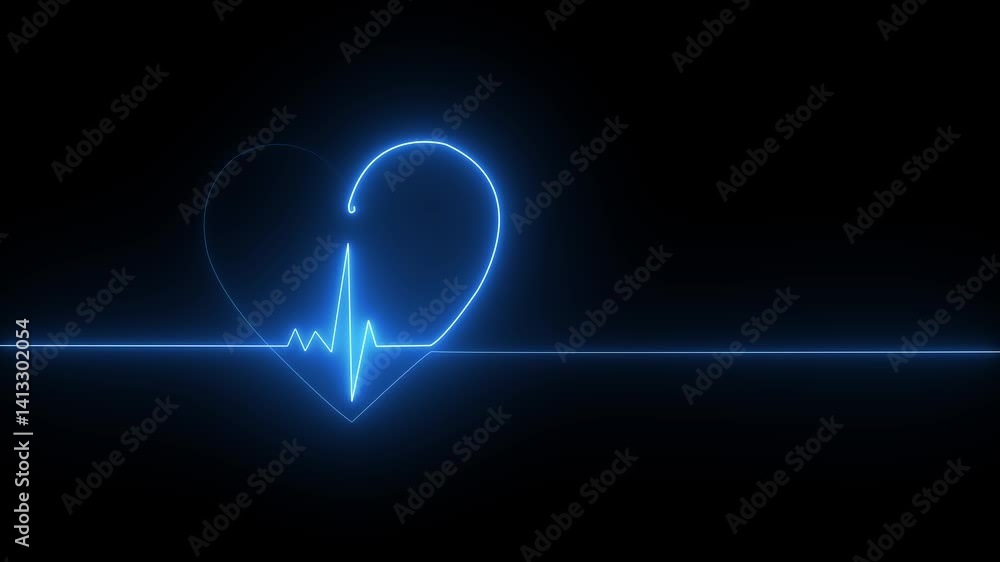 heartbeat rate and pulse. Health- medicine and human heart icon.Neon Love heart animation. heartbeat rate and pulse. Health- medicine and human heart icon.Neon Love heart animation.