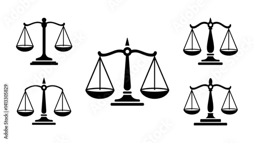 Фотография Justice's Emblem: A set of balanced scales, symbols of justice, fairness, and law, elegantly arranged in a striking visual representation