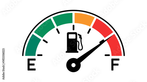 Fuel Gauge Indicator: A vibrant fuel gauge graphic vividly indicates the remaining fuel level, offering a clear visual representation of fuel consumption, perfect for various illustrative needs.