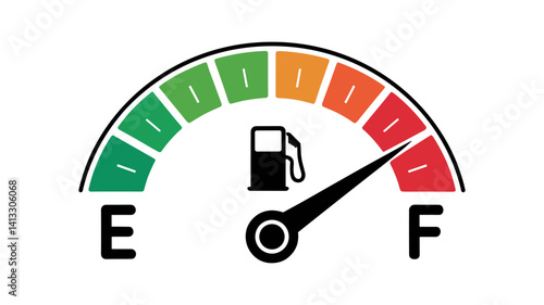 Fuel Gauge Icon: A close-up shot showcases a fuel gauge icon against a gradient-colored background, symbolizing the level of energy or resources remaining. 