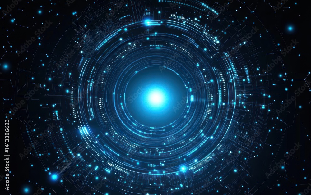 Abstract blue light tunnel with swirling patterns and dark background. Abstract blue light tunnel with swirling patterns and dark background.