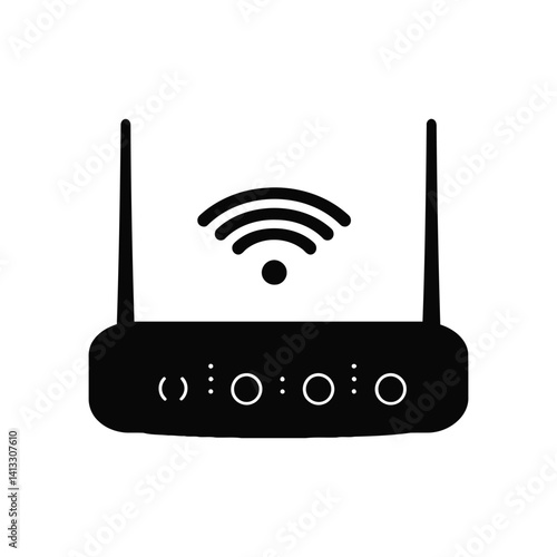 Flat vector icon of wireless router and modem with wifi signal for web and mobile apps