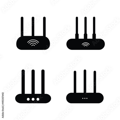 Flat vector icon of wireless router and modem with wifi signal for web and mobile apps