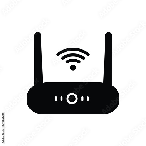 Flat vector icon of wireless router and modem with wifi signal for web and mobile apps