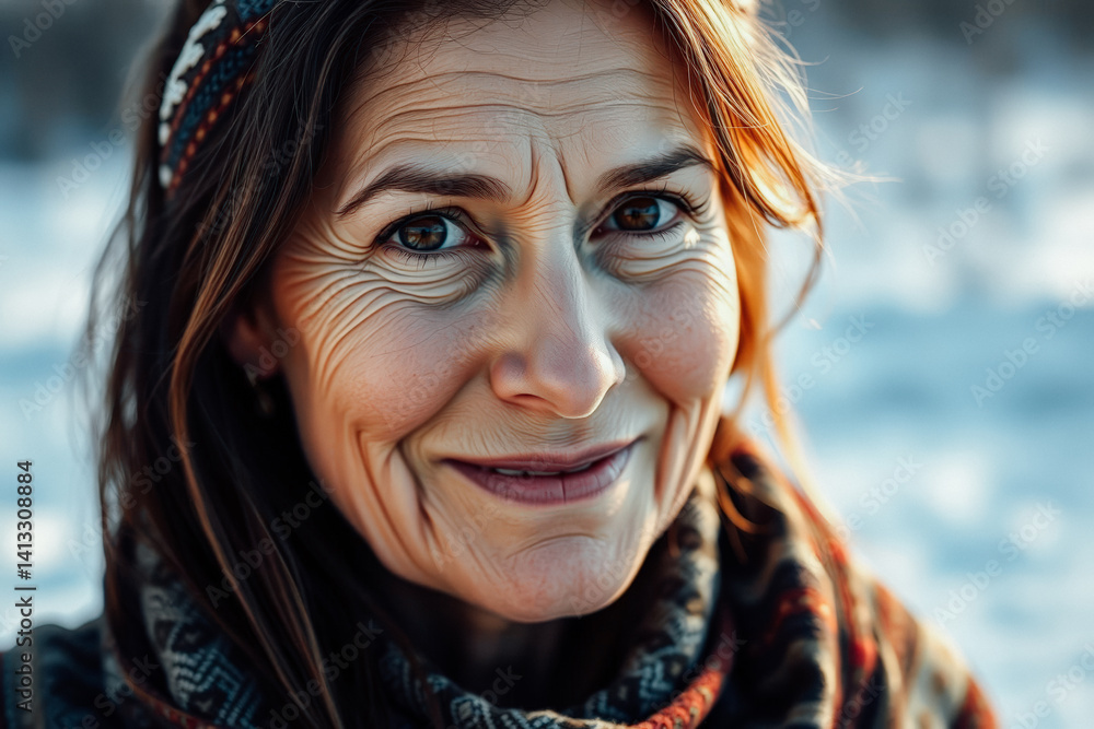 Close-up Portrait of a Smiling Mature Woman Outdoors