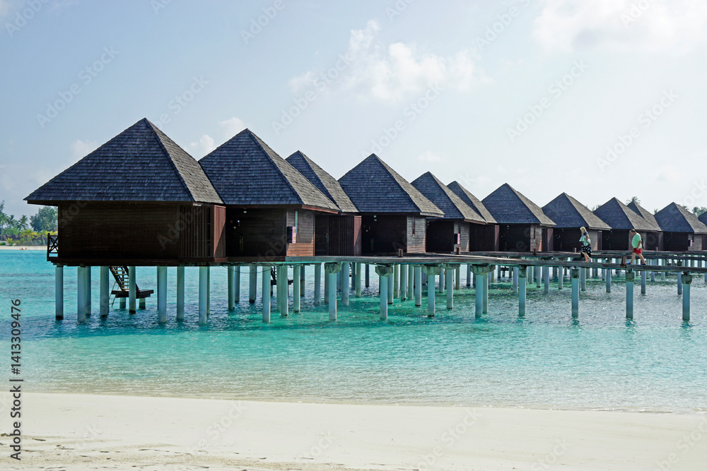 water villas on a exotic maldives island
