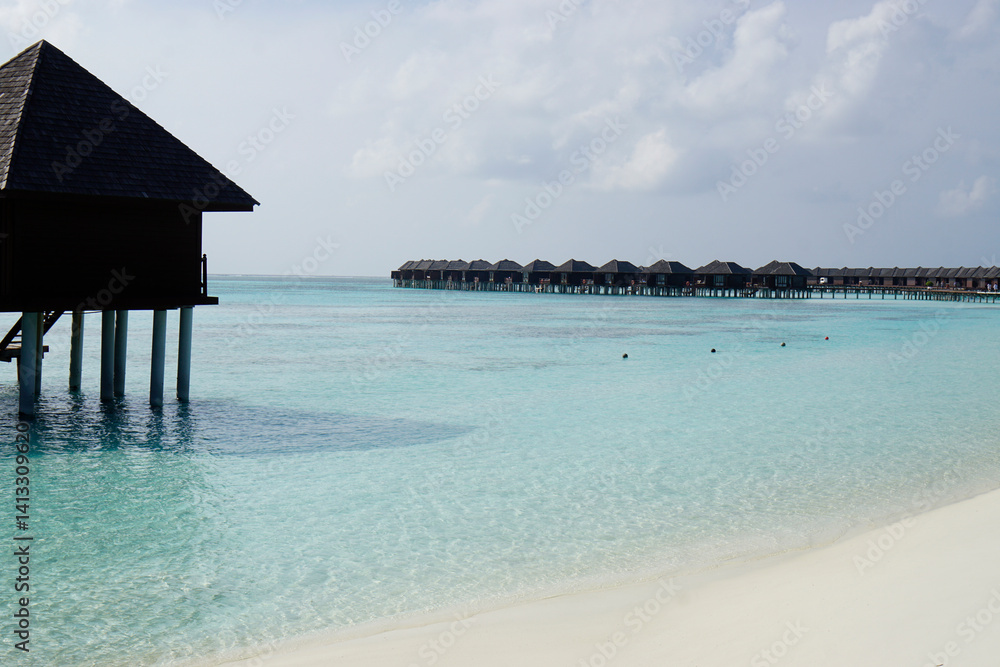 water villas on a exotic maldives island