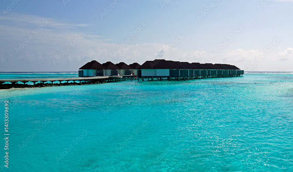 water villas on a exotic maldives island