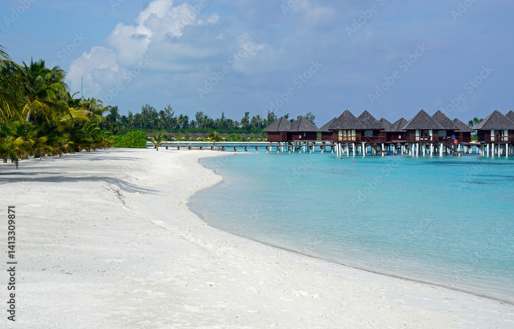 water villas on a exotic maldives island