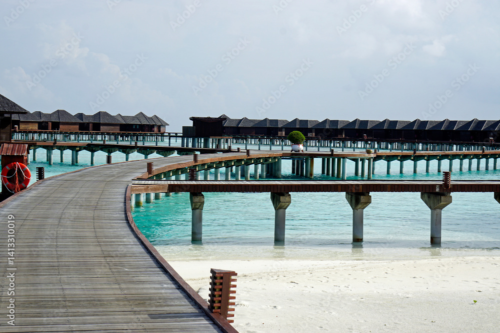 water villas on a exotic maldives island