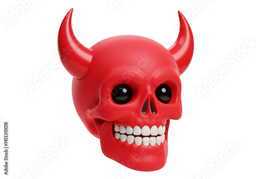 Obraz na płótnie Red devil skull with horns isolated on transparent background