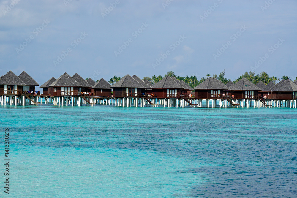 water villas on a exotic maldives island