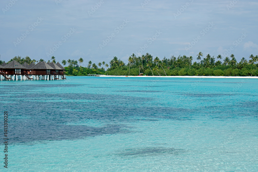 water villas on a exotic maldives island