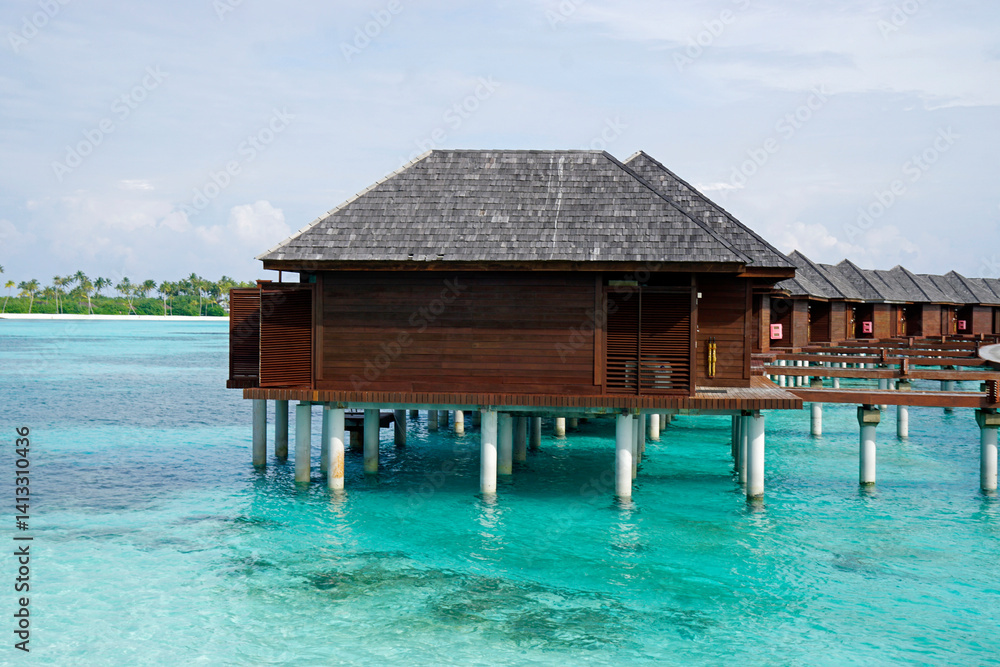 water villas on a exotic maldives island