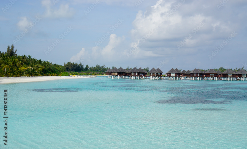 water villas on a exotic maldives island